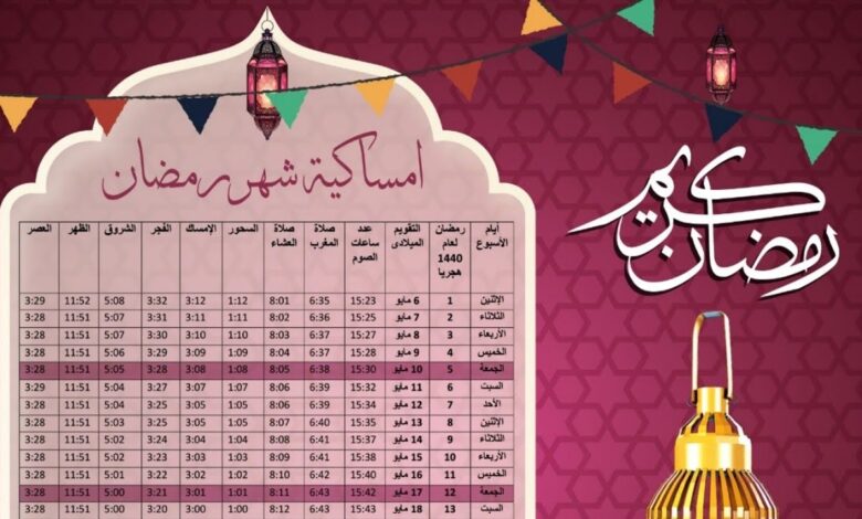 إمساكية رمضان 2026 في مصر بالتفصيل.. اعرف مواعيد الأذان والسحور والإفطار لكل يوم في الشهر الكريم