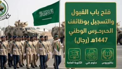 فرصة لا تُفوّت.. الحرس الوطني يعلن فتح التقديم لوظائف متعددة الرتب لعام 1447 للمتقدمين الجدد